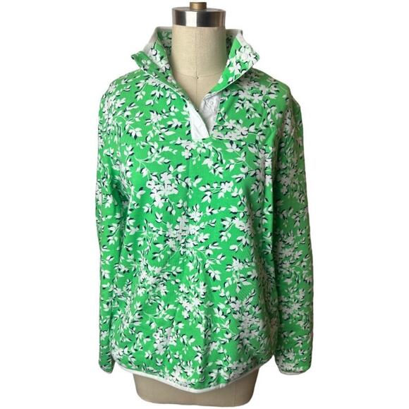 Draper James Land's End Green Floral Sweatshirt Women's Size S - Picture 1 of 6